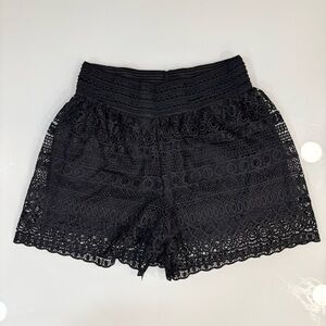 Women's Black Lace Crochet Shorts